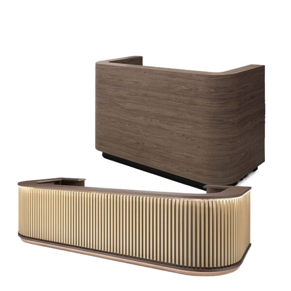wood reception desk and counter for salons