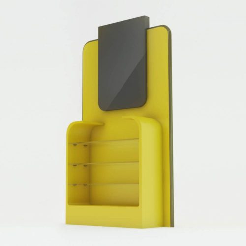 yellow display rack