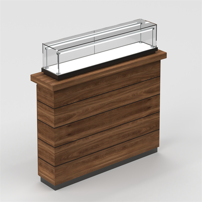 wooden display counter