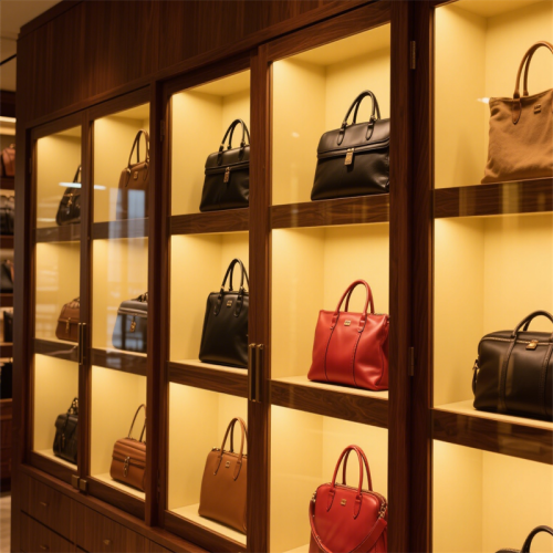 wooden bag display cabinet