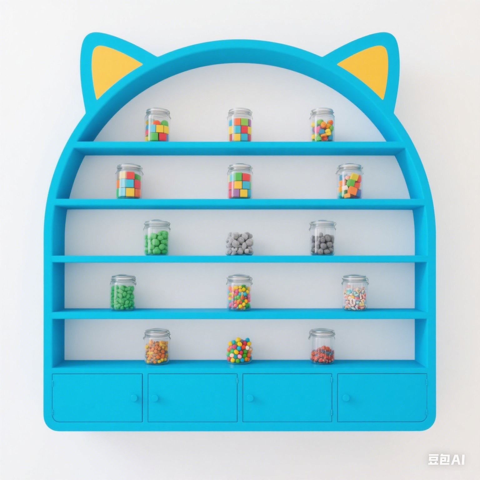 blue display shelf
