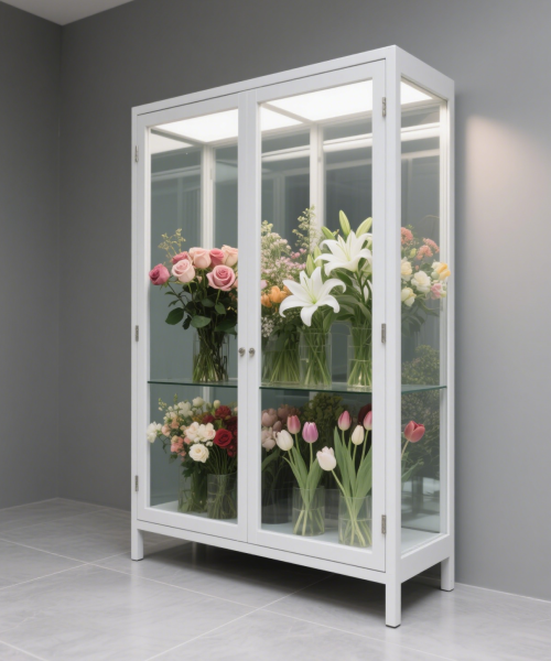 glass flower cabinet