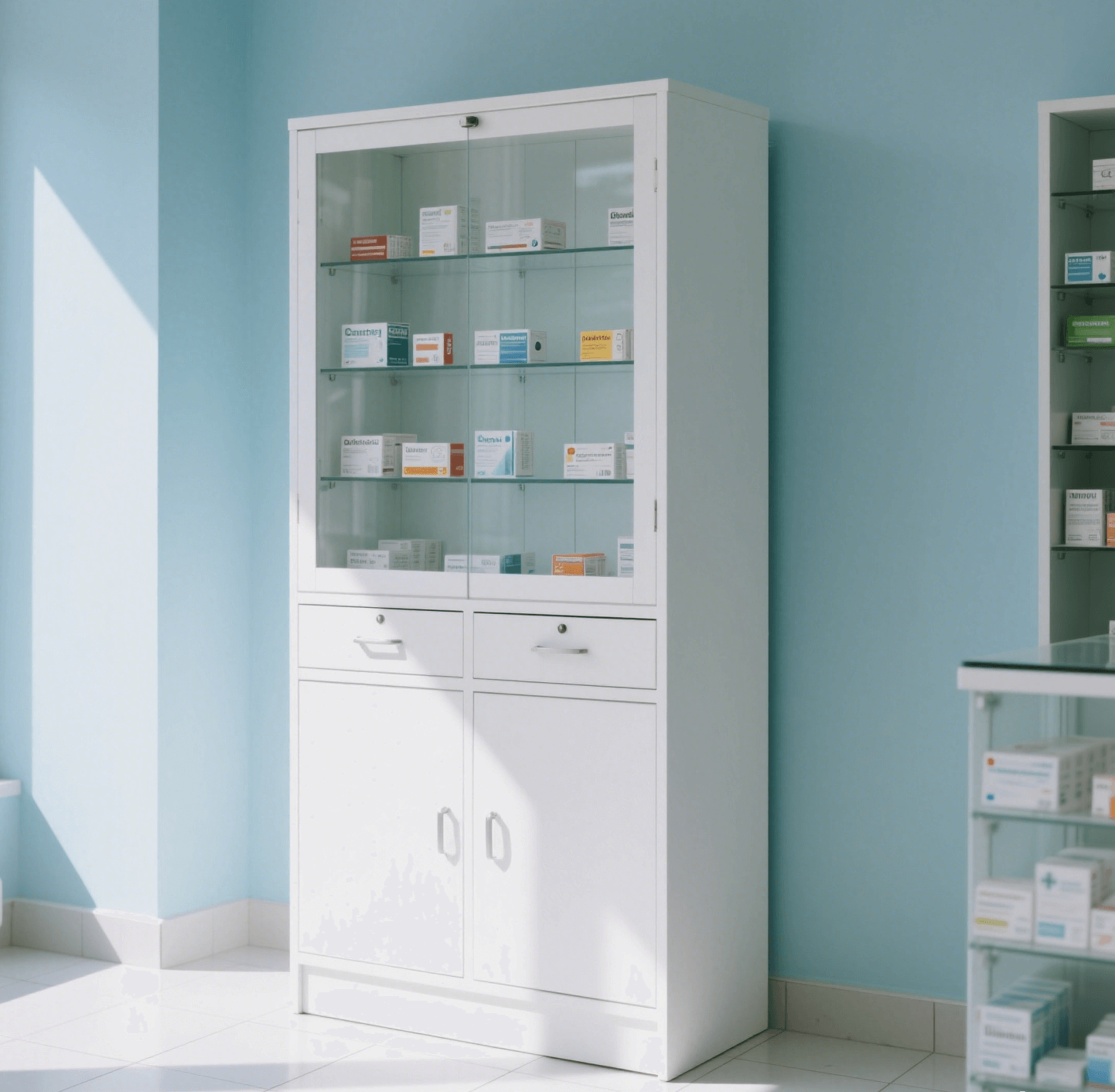 Branded metal display cabinet
