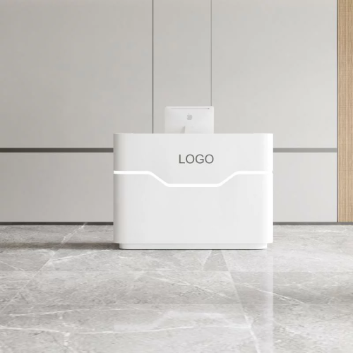 white reception desk