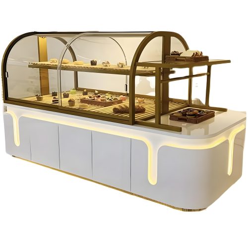 Bakery glass display cabinet with LED lights