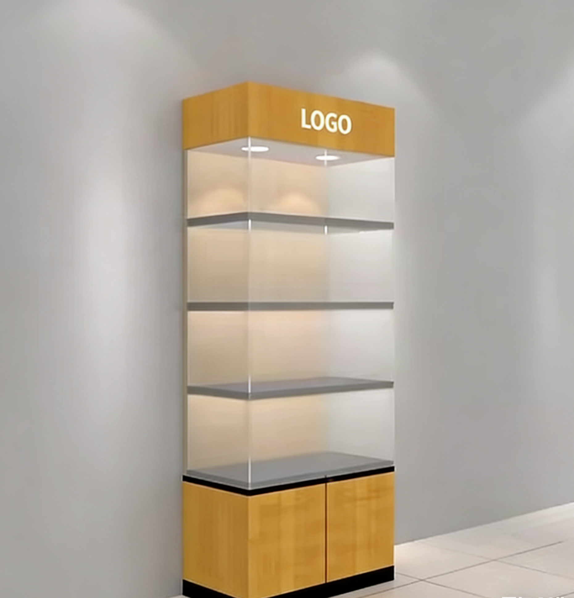 wooden glass display showcase