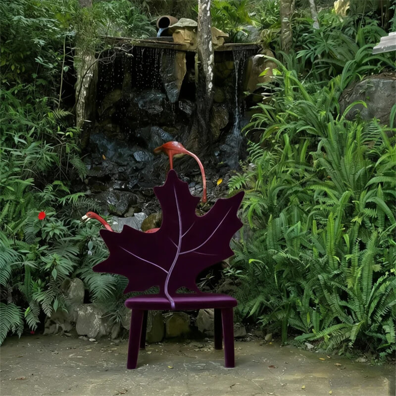 Dark purple maple leaf fiberglass chair homestay courtyard leisure leaf shaped chair internet-famous display prop