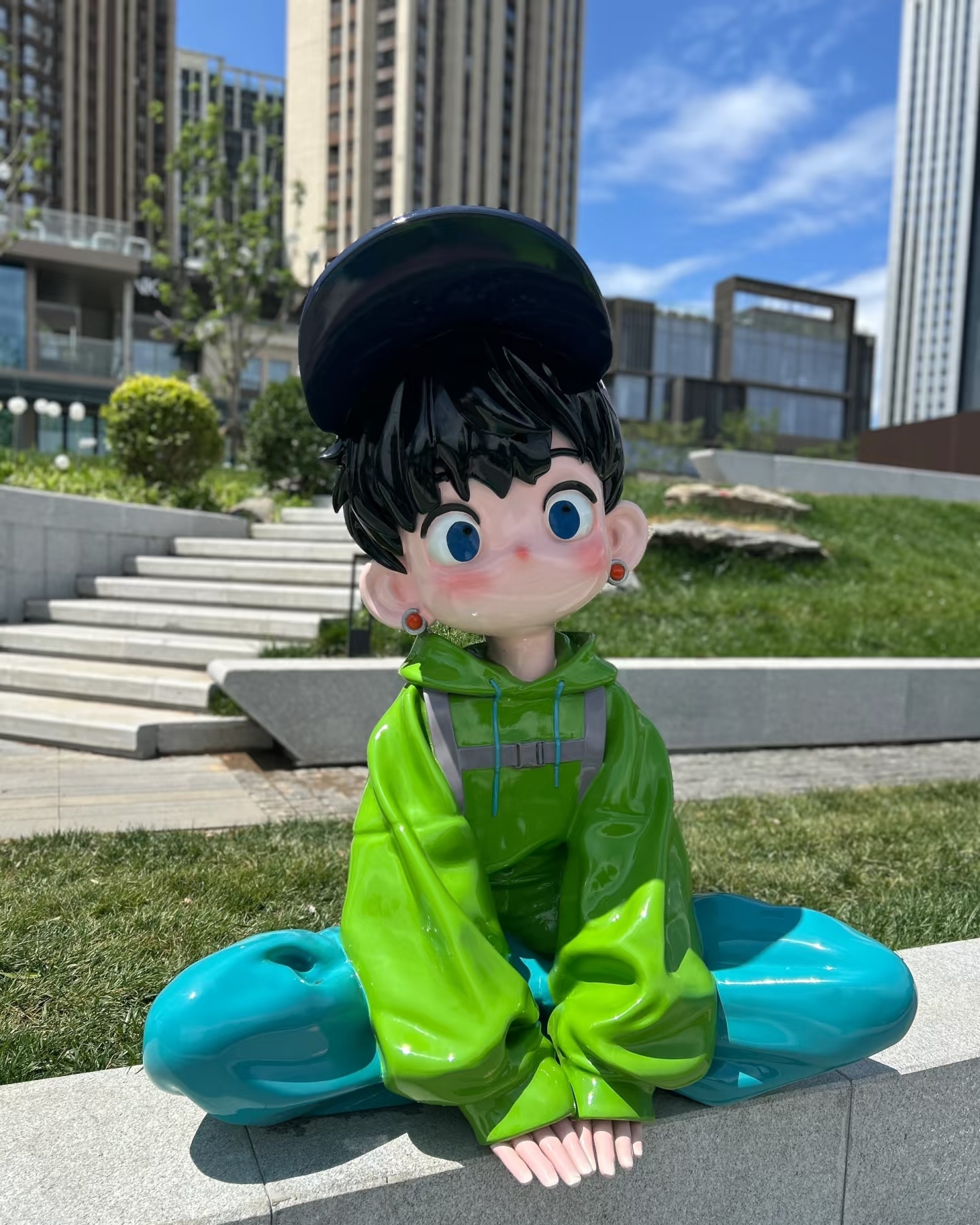 Trendy Streetwear Cartoon Teen Fiberglass Sculpture