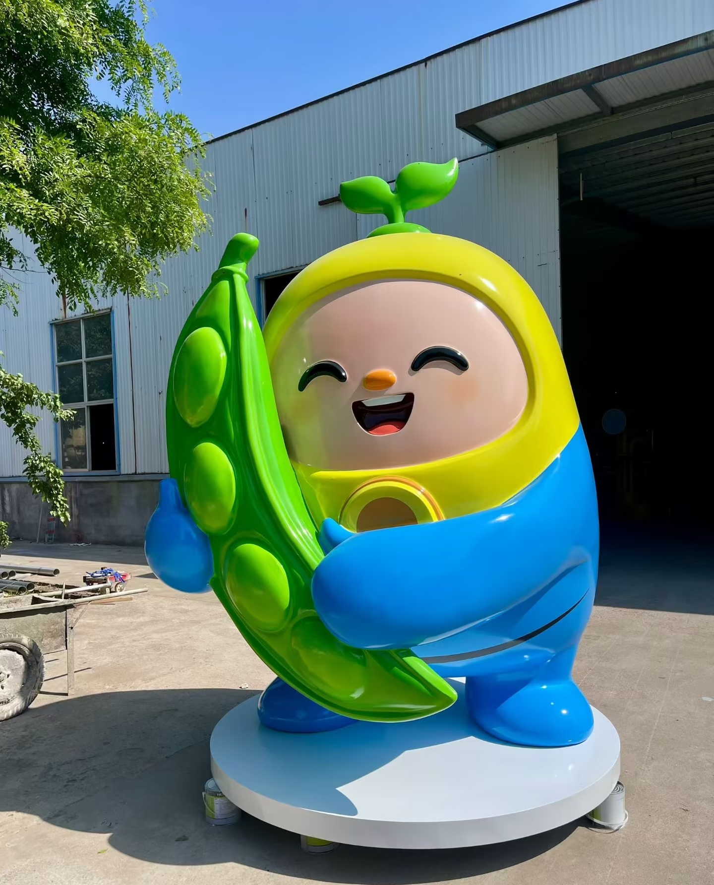 Pea Kid Fiberglass Mascot Sculpture