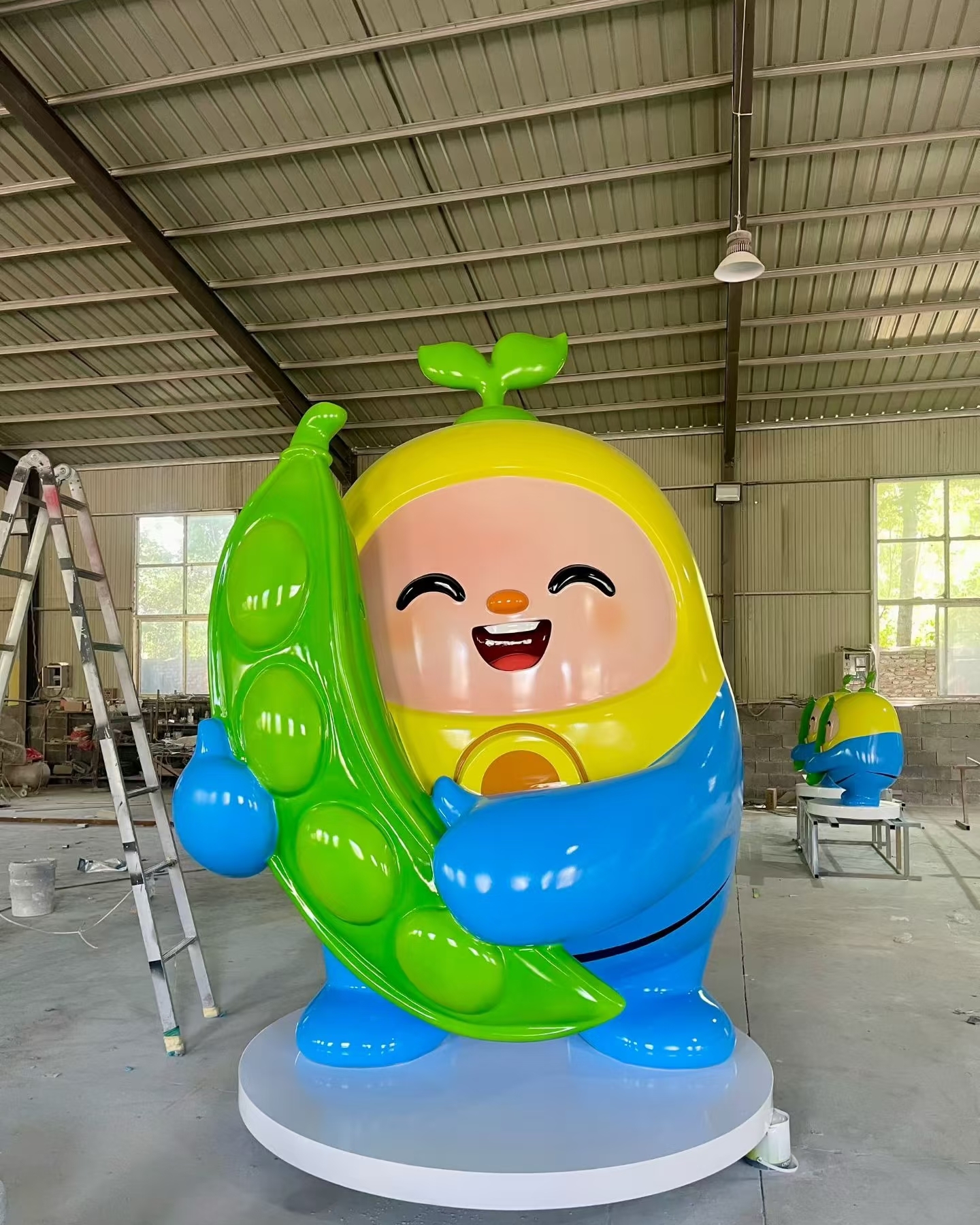 Pea Kid Fiberglass Mascot Sculpture