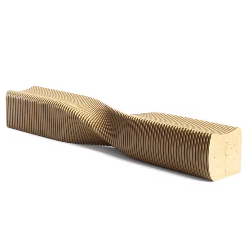 wooden parametric benches, twisted origami