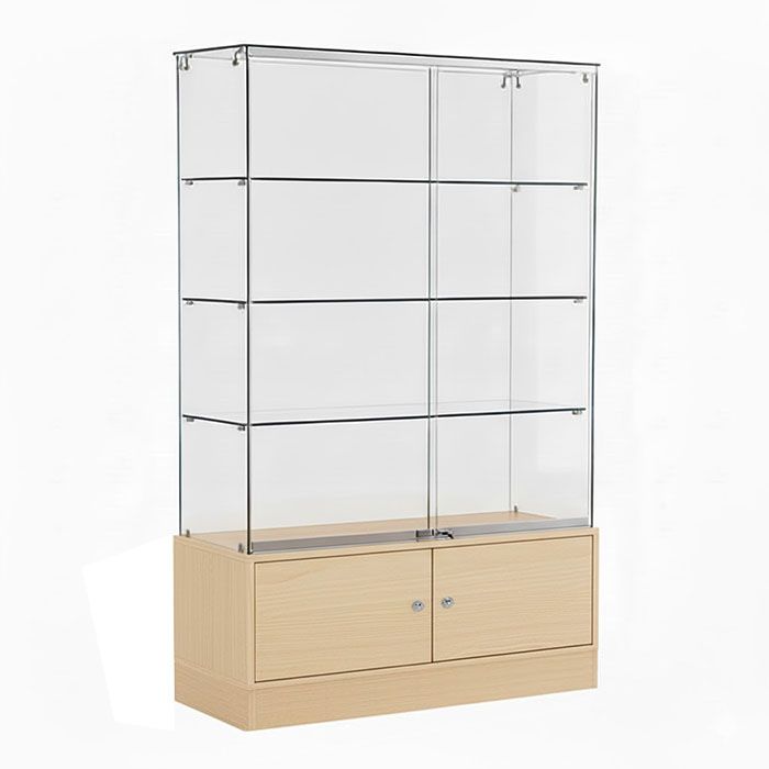 360° Glass Wall Showcase – Frameless Display Cabinet with LED Lighting & Storage - Image 4
