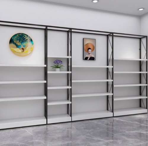 White metal mesh sliding retail display rack for shoes and accessories