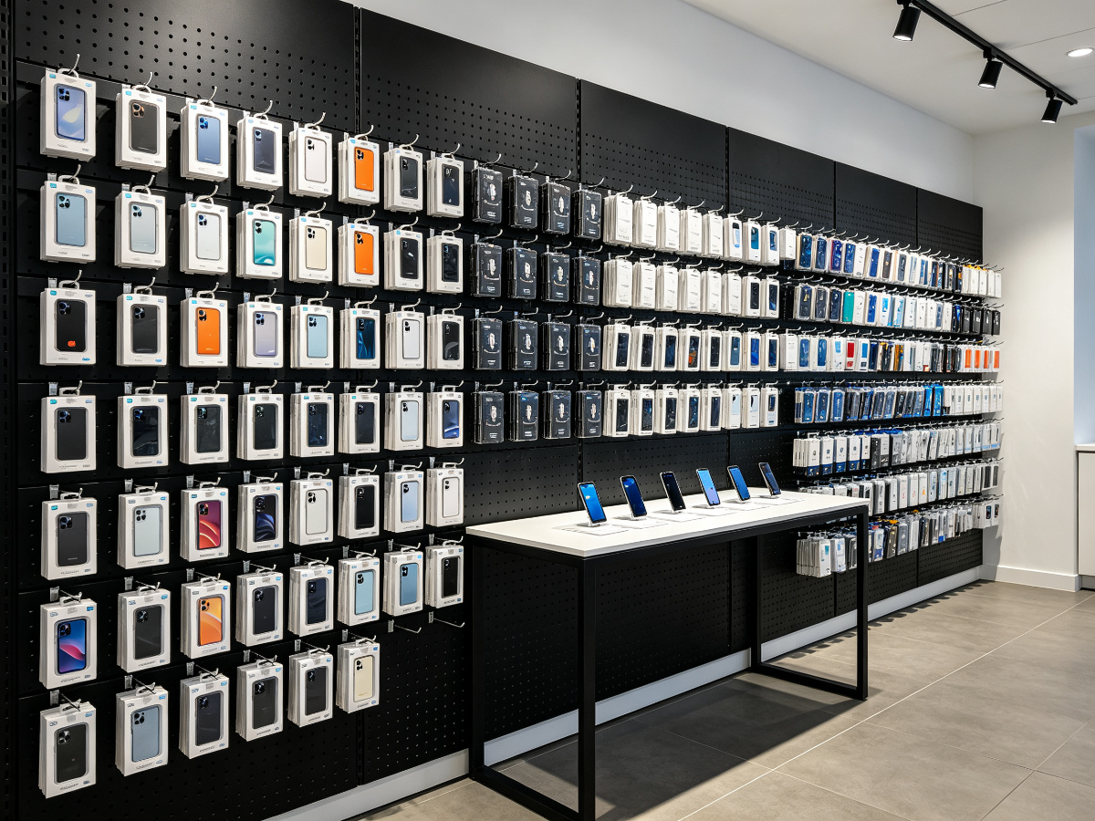 phone accessories pegboard
