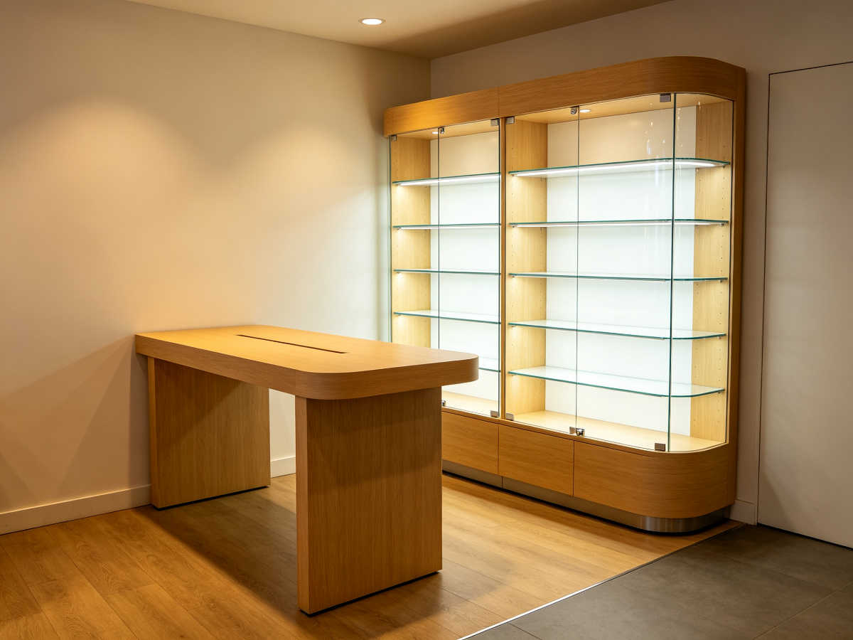 corner phone display cabinet
