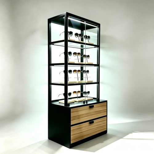 Glass sunglass showcase left side