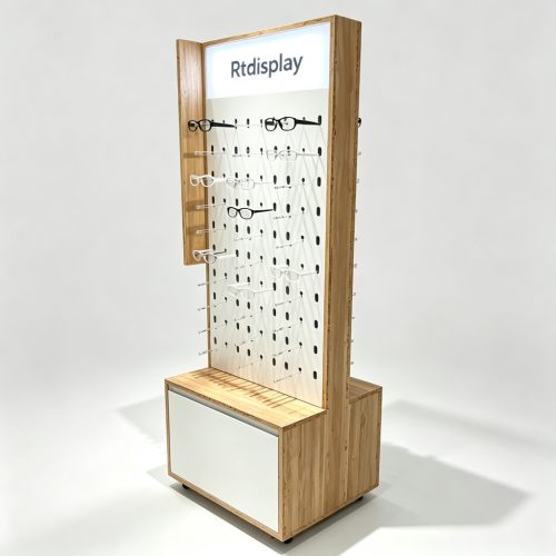 Birch plywood pegboard display front view