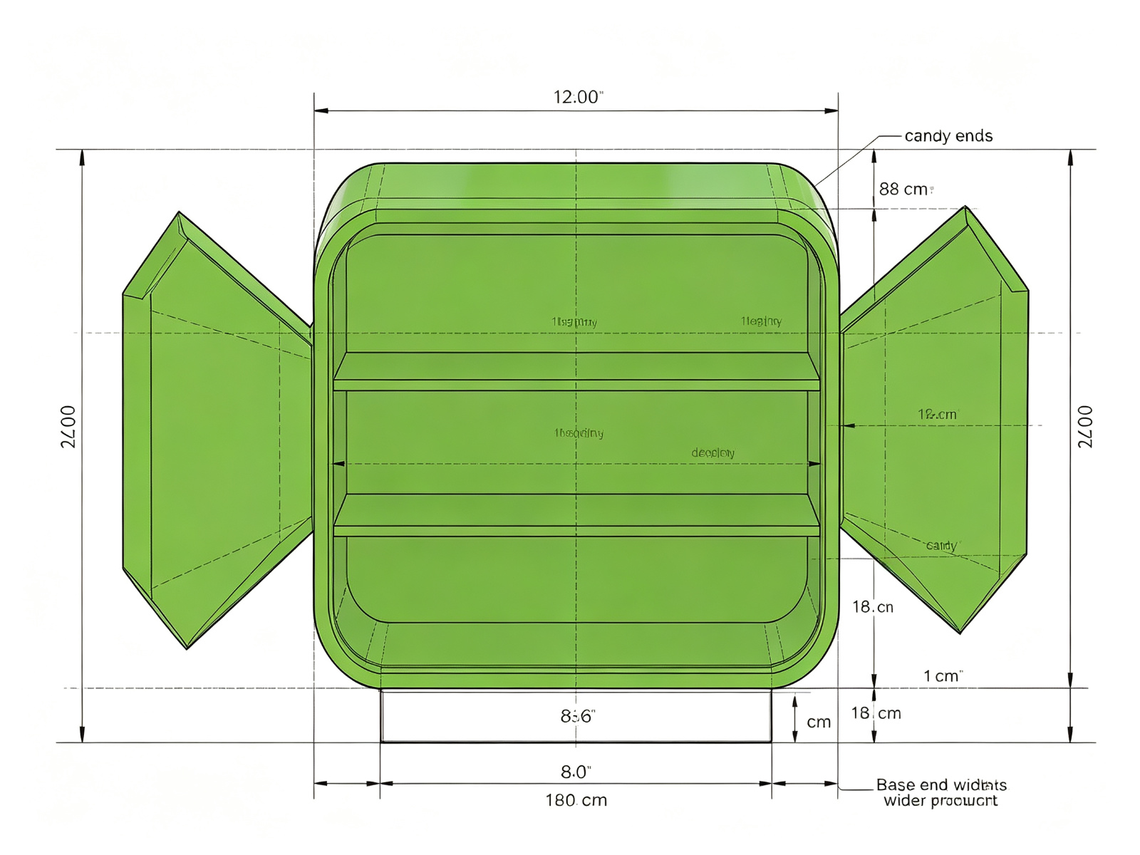 Candy stand dimensions diagram