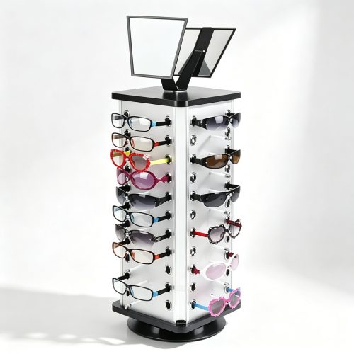 Rotating countertop eyeglass stand front