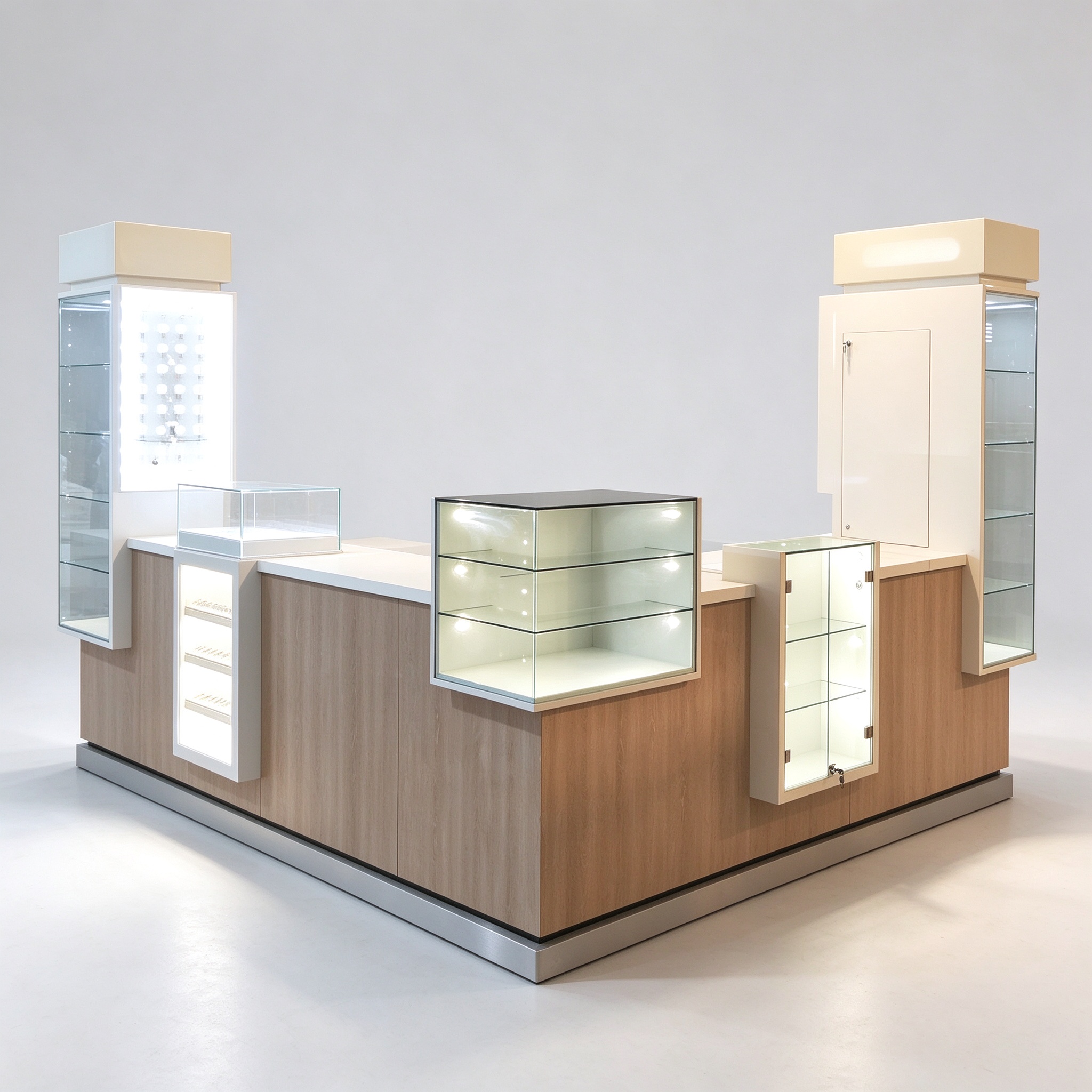 U-shaped indoor mall vape kiosk main front view