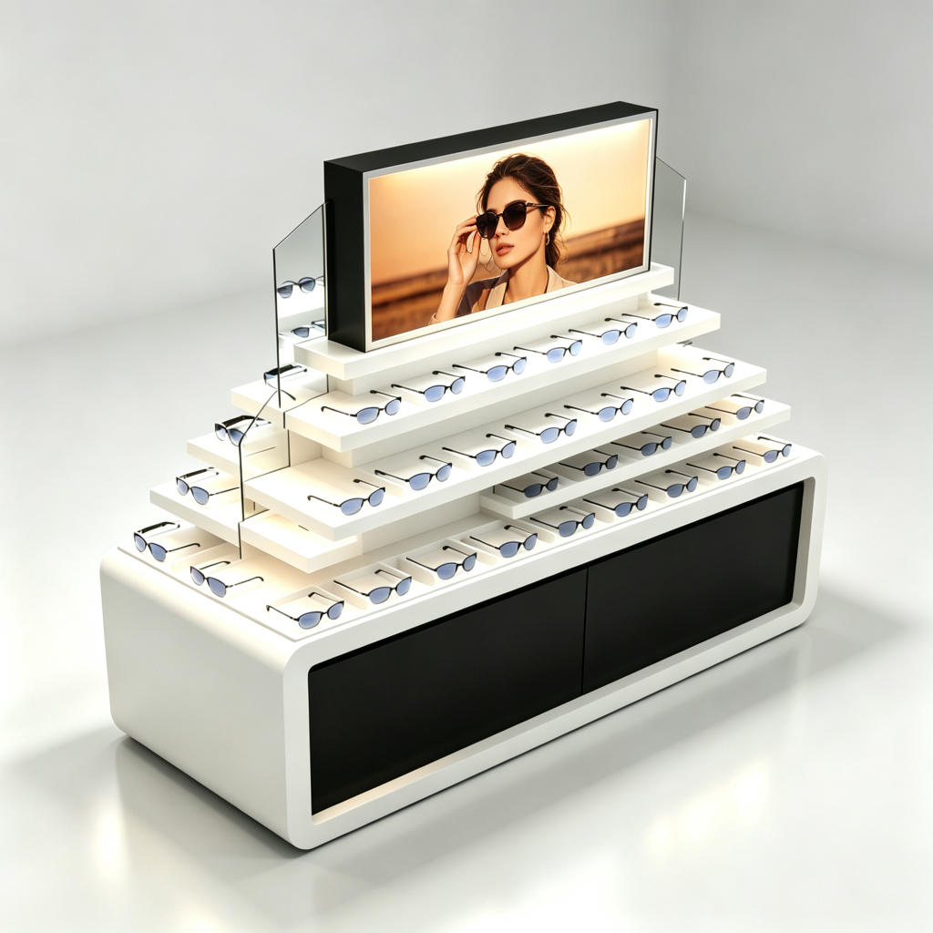 Four-sided sunglasses island front