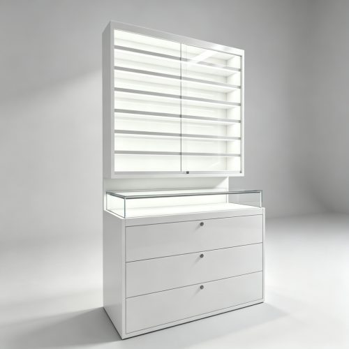 Floor standing optical display cabinet front