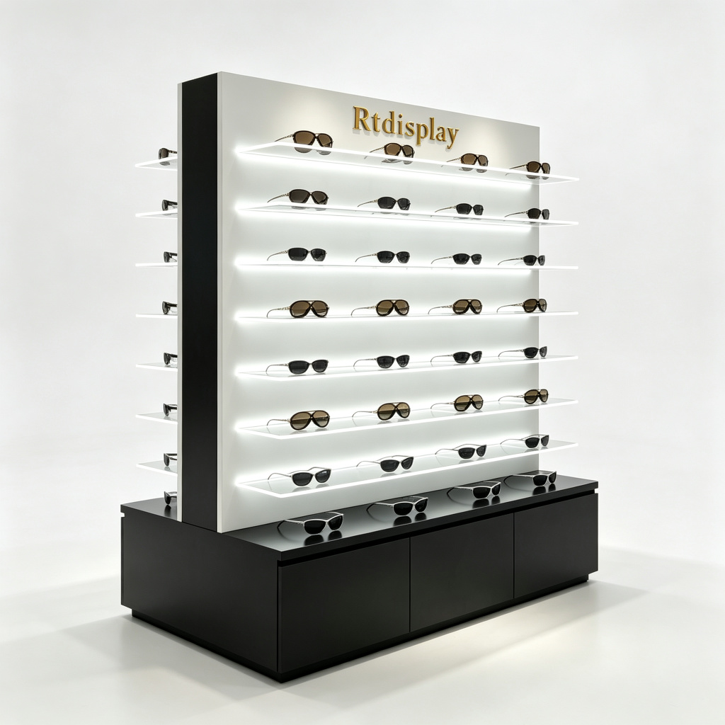 Double-sided gondola display stand angle view