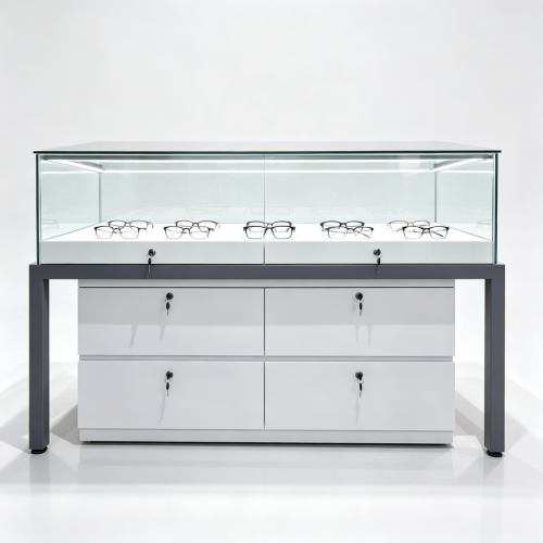Lockable optical glass showcase front