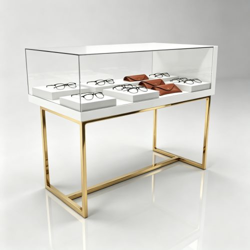Gold frame eyewear display showcase