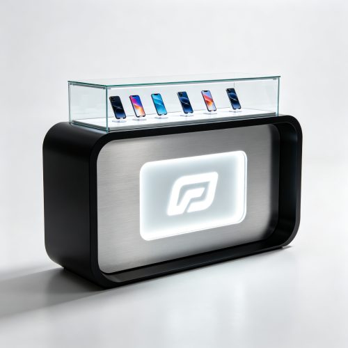 Silver black phone counter