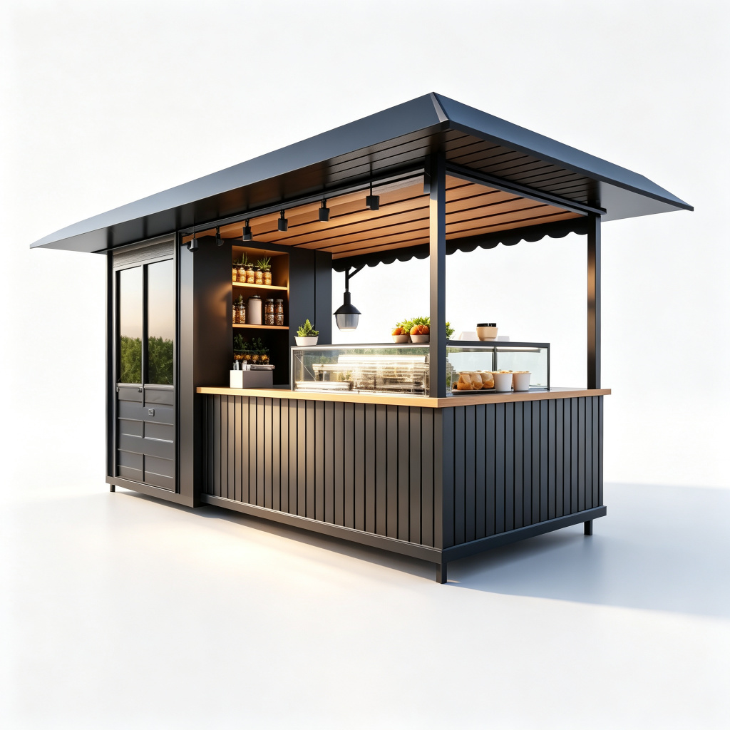Modern pastry kiosk front view