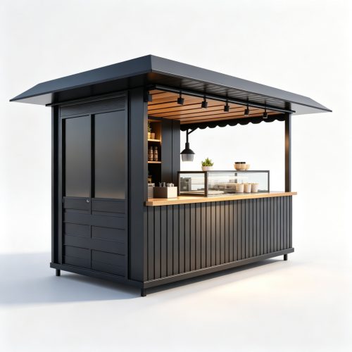 Modern kiosk left side view