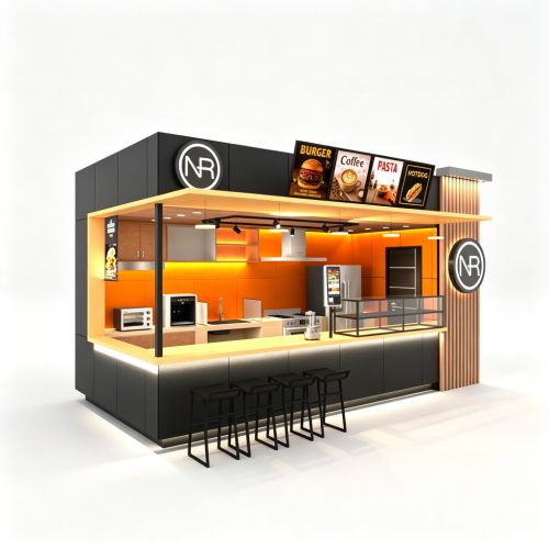 Fast food kiosk front view