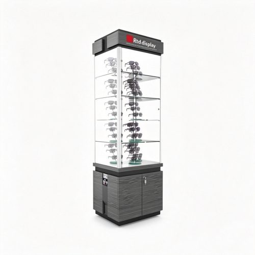 Lockable sunglass display case front view