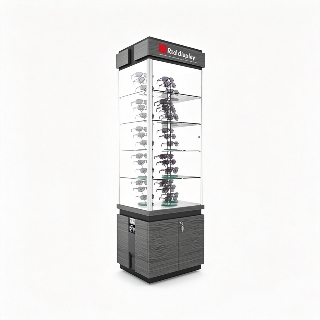 Lockable sunglass display case front view