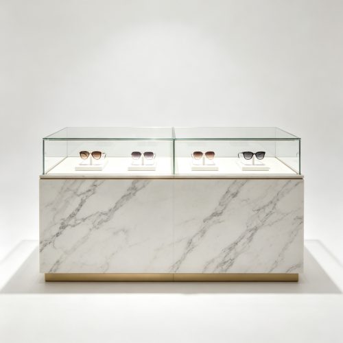 Marble eyewear island counter front