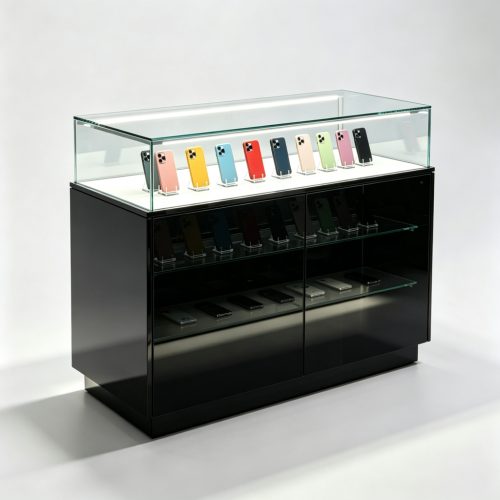 Black mirror glass showcase counter