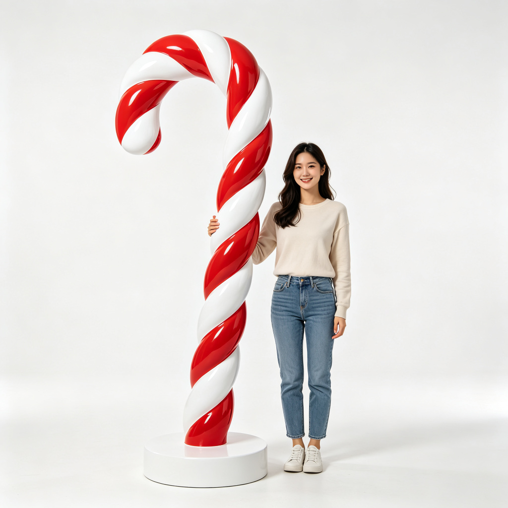 Candy cane statue front view