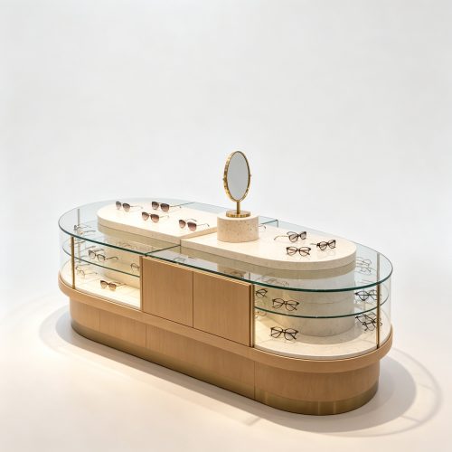 Oval eyewear island display front