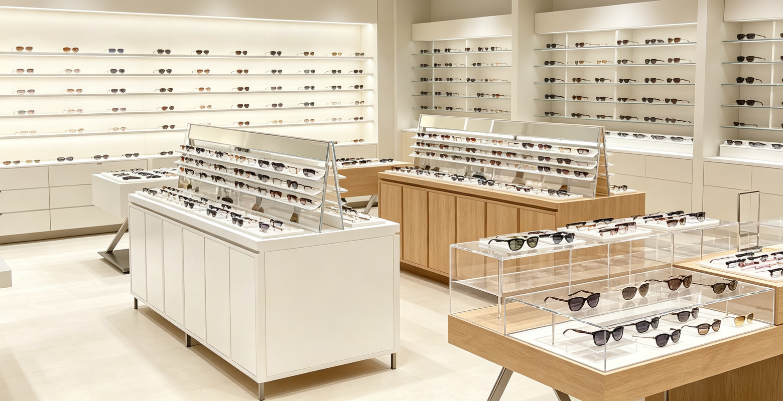 Various designs and styles of optical display stands