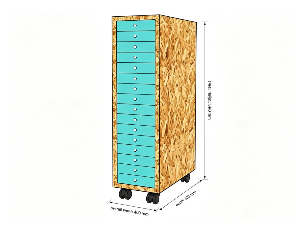 osb-turquoise-portable-eyewear-storage-trolley dimension diagram