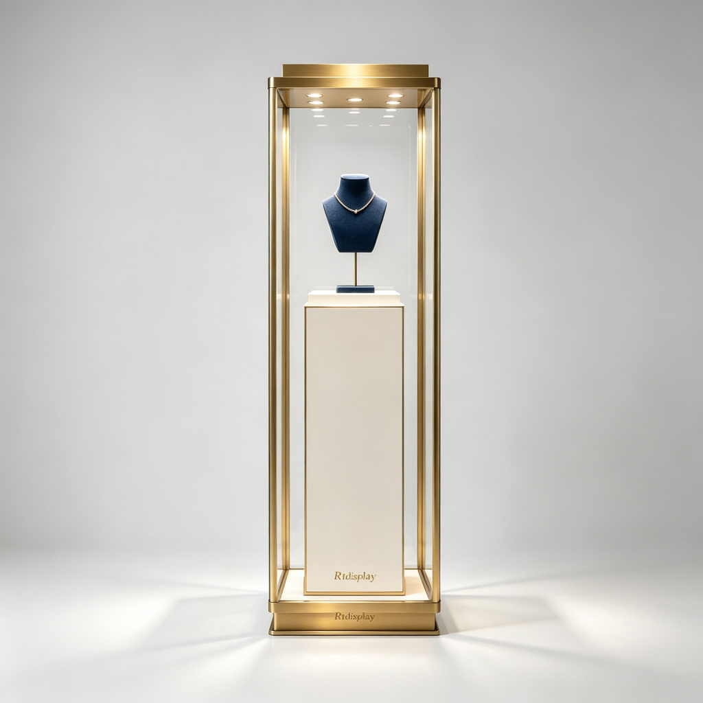 Tall gold white jewelry tower front