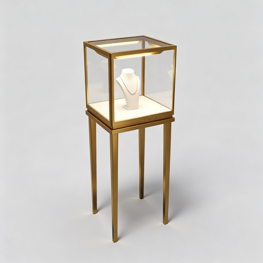 Gold jewelry display angle view
