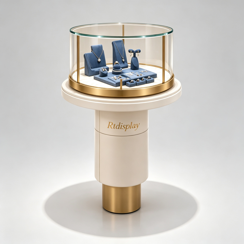 Round jewelry pedestal front view