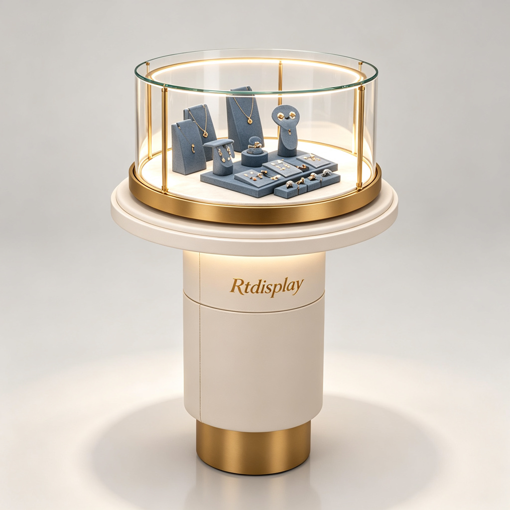 Circular display stand angle view