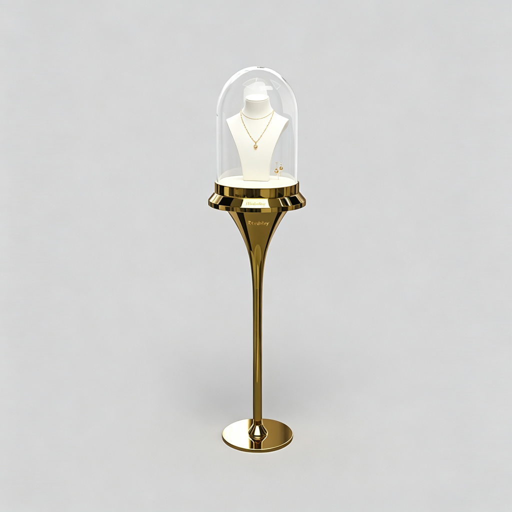 Glass dome jewelry pedestal front