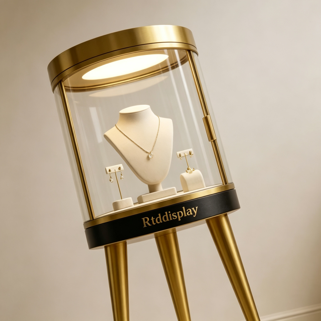 Round glass display angle