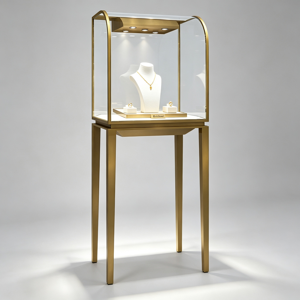 Arched top jewelry showcase front