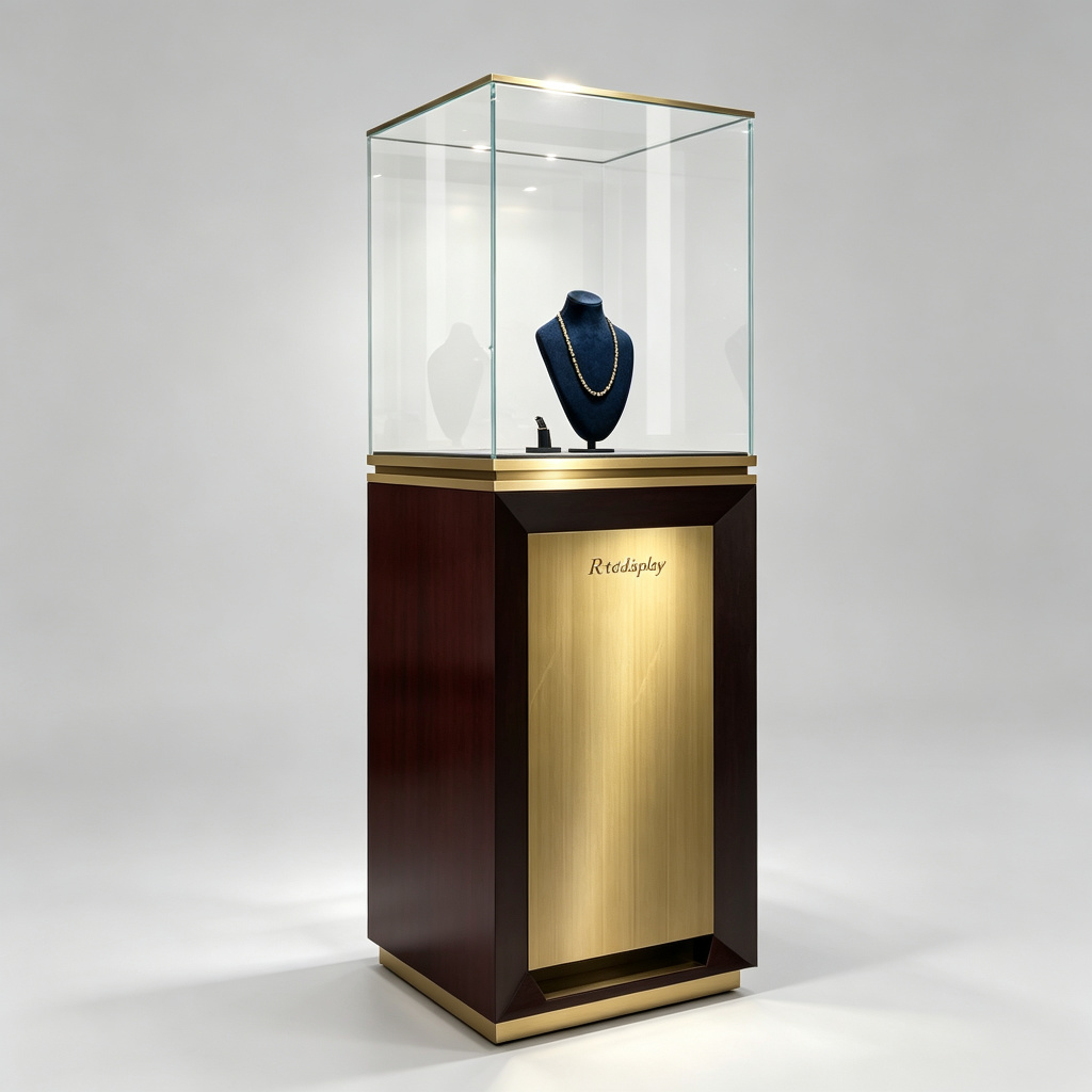 Dark wood gold pedestal front