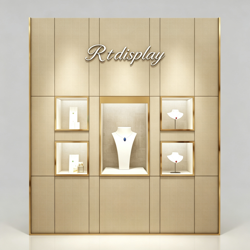 Beige fabric wall cabinet front
